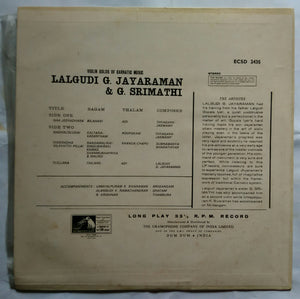 Violin Solos Of Carnatic music By : Lalgudi G. Jayaraman & G. Srimathi