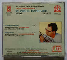 An All India Radio Archival Release Fond Memories P. T. Nikhil Banerjee : Sitar