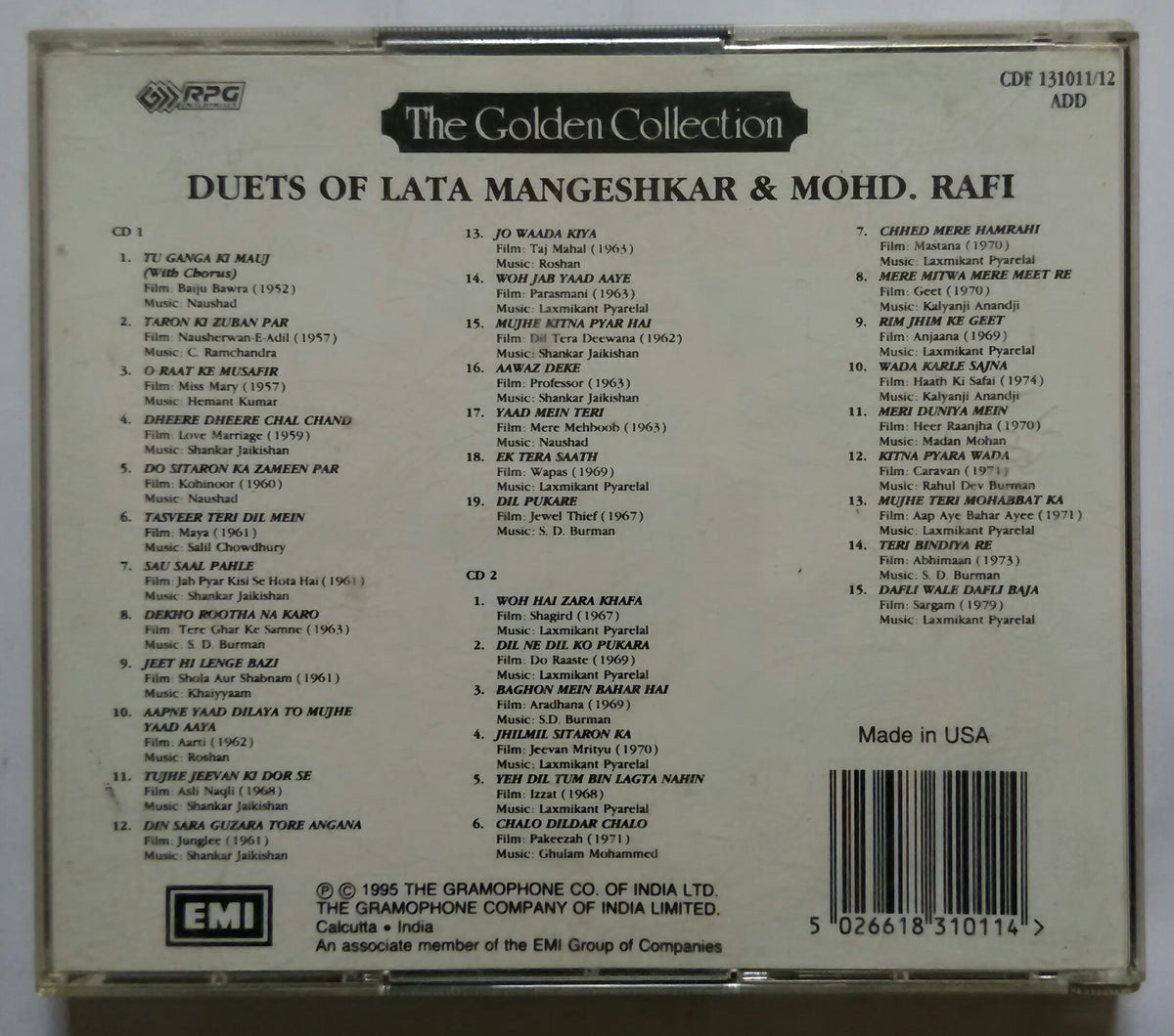 The Golden Collection : Duets Of Lata Mangeshkar & Mohd Rafi - Disc 1 ...