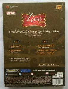 Live In Concert - Ustad Bismillah Khan & Ustad Vilayat Khan " Classical Instrumental Shehnai & Siter " 2 CD Pack