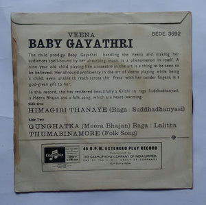 Baby Gayathri - Veena " EP , 45 RPM " SEDE. 3692